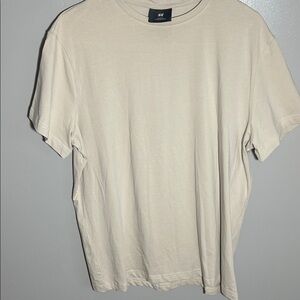 H&M Men's Cream Short Sleeve Shirt
